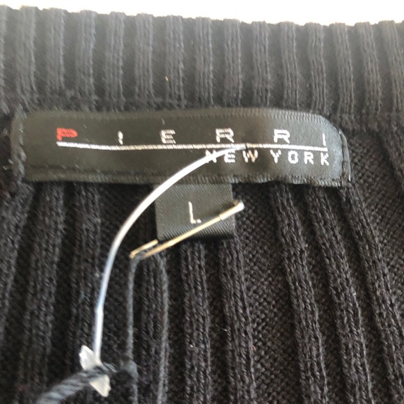 Pierri Basic Black Cable Knit Crew Neck Sweater - Picture 3 of 7